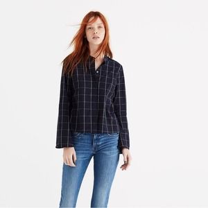 Madewell Women’s Bell Sleeve Shirt Size XS in Windowpane / Style G0386